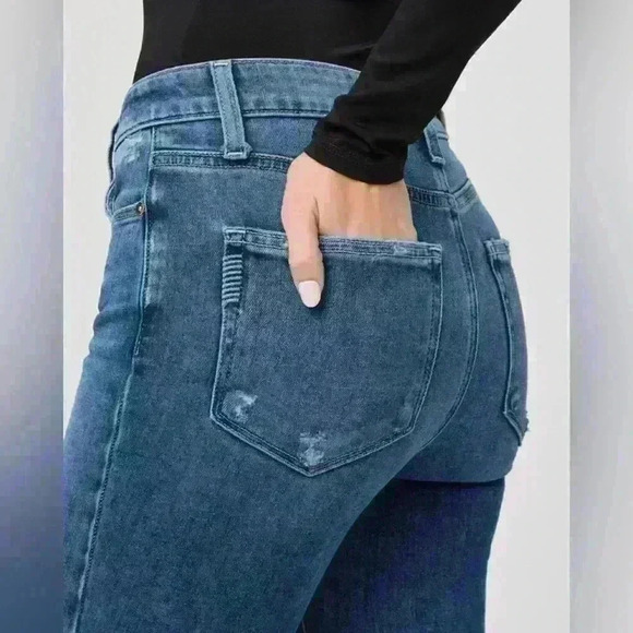 PAIGE Denim Jeans Hoxton Ankle Size 28 Medium Blue Frayed Hem Distressed - Picture 3 of 12